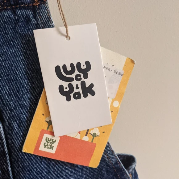 Bnwt Lucy and yak dungarees Easton midwash blue denim 10r - Picture 4 of 11